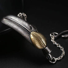 Load image into Gallery viewer, Old silversmith 925 silver bracelet golden feather character skills Punk ICONS fashionable nightclub rock silver bracelet
