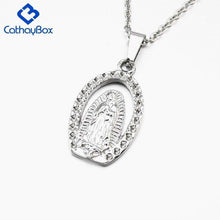 Load image into Gallery viewer, Our Lady of Guadalupe Mary Pendant Necklace Women Silver Tone Stainless Steel Religious Jewelry - Pendant Necklace
