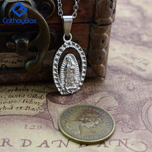 Load image into Gallery viewer, Our Lady of Guadalupe Mary Pendant Necklace Women Silver Tone Stainless Steel Religious Jewelry - Pendant Necklace
