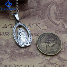 Load image into Gallery viewer, Our Lady of Guadalupe Mary Pendant Necklace Women Silver Tone Stainless Steel Religious Jewelry - Pendant Necklace
