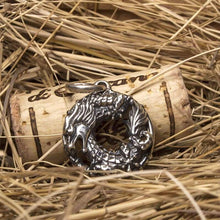 Load image into Gallery viewer, Ouroboros Dragon Pendant Necklace Oxidized 925 Sterling Silver Chinese Zodiac Fire Symbol Wiccan Asian Japanese Jewelry Gift for Men Women Unique Handmade Ancient Magic Energy Amulet Talisman
