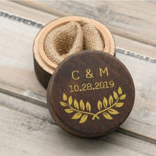 Load image into Gallery viewer, Personalized Rustic Wedding Wood Ring Box Holder Custom Your Names White Wedding Ring Bearer Box - 200001479
