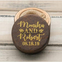 Load image into Gallery viewer, Personalized Rustic Wedding Wood Ring Box Holder Custom Your Names White Wedding Ring Bearer Box - 200001479
