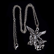 Load image into Gallery viewer, Pewter St. Michael the Archangel Pendant Catholic Medal Amulet Protection Pendant - Pendant Necklace
