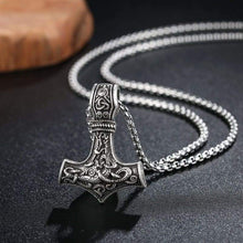 Load image into Gallery viewer, Pewter Viking Necklace Norse Amulet Pendant Necklace Celtic Pagan Jewelry Viking Gift Jewelry
