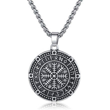 Load image into Gallery viewer, Pewter Viking Necklace Norse Amulet Pendant Necklace Celtic Pagan Jewelry Viking Gift Jewelry - Compass - 3888121
