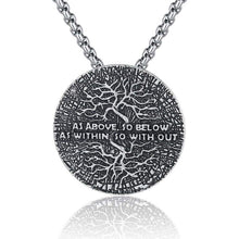 Load image into Gallery viewer, Pewter Viking Necklace Norse Amulet Pendant Necklace Celtic Pagan Jewelry Viking Gift Jewelry - Tree of Life with Words - 3888121

