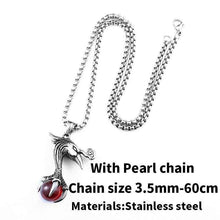 Load image into Gallery viewer, phoenix bird pendant Necklace for Men with Red stone Viking Choker Amulet Jewelry
