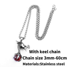 Load image into Gallery viewer, phoenix bird pendant Necklace for Men with Red stone Viking Choker Amulet Jewelry
