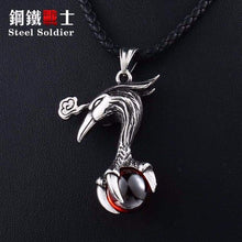 Load image into Gallery viewer, phoenix bird pendant Necklace for Men with Red stone Viking Choker Amulet Jewelry
