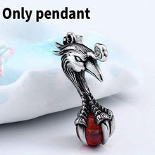 Load image into Gallery viewer, phoenix bird pendant Necklace for Men with Red stone Viking Choker Amulet Jewelry

