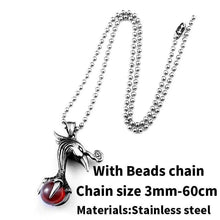 Load image into Gallery viewer, phoenix bird pendant Necklace for Men with Red stone Viking Choker Amulet Jewelry
