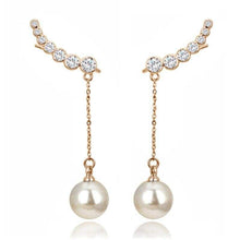 Load image into Gallery viewer, PISSENLIT Rhinestone Long Drop Earrings Gold Silver Earrings Women Jewelry Wing Elegant Korean Jewelry Pearl Earring Accessories - Earrings
