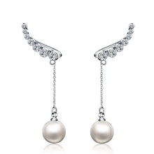 Load image into Gallery viewer, PISSENLIT Rhinestone Long Drop Earrings Gold Silver Earrings Women Jewelry Wing Elegant Korean Jewelry Pearl Earring Accessories - Earrings
