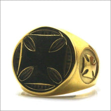 Load image into Gallery viewer, religous-jesus-cross-ring-amulet-jewlry-gold-black-rosegold-stainless-steel-letter-initials-letter-monogram-bible-rings-women-5-colors
