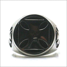 Load image into Gallery viewer, Polished Steel Cross Mens Ring (3 COLORS) - 316L Stainless Steel
