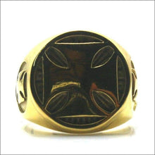 Load image into Gallery viewer, religous-jesus-cross-ring-amulet-jewlry-gold-black-rosegold-stainless-steel-letter-initials-letter-monogram-bible-rings-women-5-colors
