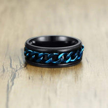 Load image into Gallery viewer, Punk Style Black Blue Color Spinner Rotate Chain Stainless Steel Men Biker Ring Lr634

