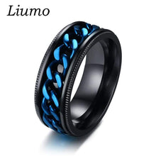 Load image into Gallery viewer, Punk Style Black Blue Color Spinner Rotate Chain Stainless Steel Men Biker Ring Lr634
