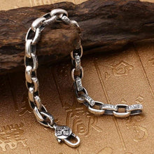 Load image into Gallery viewer, Pure Solid Silver 925 Tibetan Letters Cool Mens Bracelet Vintage Simple Chain Bracelet Sterling Silver Mens Jewelry Thai Silver
