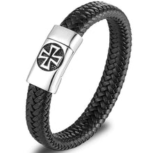Load image into Gallery viewer, TheGoldSteel Leather Bracelet for Men Blue Black Brown Stainless Steel Safety Magnetic Clasp Buckle. Top Grain Leather Casual Cuff
