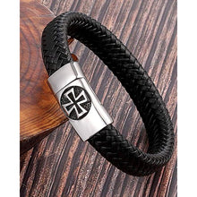 Load image into Gallery viewer, TheGoldSteel Leather Bracelet for Men Blue Black Brown Stainless Steel Safety Magnetic Clasp Buckle. Top Grain Leather Casual Cuff
