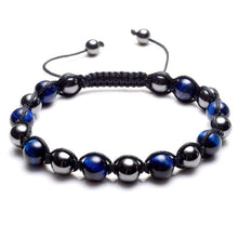 Load image into Gallery viewer, Top Plaza Mens Womens Reiki Healing Energy Natural Tiger Eye Stone Magnetic Hematite Therapy Beads Macrame Adjustable Braided Link
