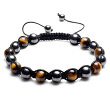 Load image into Gallery viewer, Top Plaza Mens Womens Reiki Healing Energy Natural Tiger Eye Stone Magnetic Hematite Therapy Beads Macrame Adjustable Braided Link
