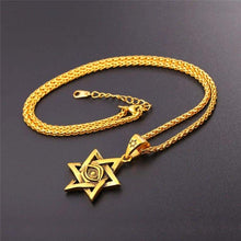 Load image into Gallery viewer, U7 Antique Black Gold Plated Star of David Necklace Eye of Horus Pendant with Spiga Chain 22 Inch - Pendant Necklace
