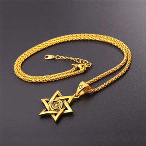 U7 Antique Black Gold Plated Star of David Necklace Eye of Horus Pendant with Spiga Chain 22 Inch - Pendant Necklace