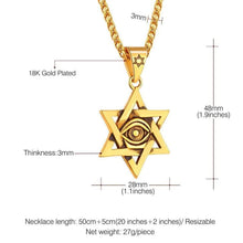 Load image into Gallery viewer, U7 Antique Black Gold Plated Star of David Necklace Eye of Horus Pendant with Spiga Chain 22 Inch - Pendant Necklace
