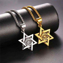 Load image into Gallery viewer, U7 Antique Egyptian Eye of Horus Necklace Stainless Steel Chain Petacle Six-Pointed Star Pendant Amulet for Men and Women - Pendant Necklace
