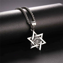 Load image into Gallery viewer, U7 Antique Egyptian Eye of Horus Necklace Stainless Steel Chain Petacle Six-Pointed Star Pendant Amulet for Men and Women - Pendant Necklace
