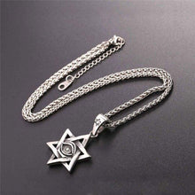 Load image into Gallery viewer, U7 Antique Egyptian Eye of Horus Necklace Stainless Steel Chain Petacle Six-Pointed Star Pendant Amulet for Men and Women - Pendant Necklace
