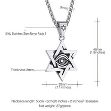 Load image into Gallery viewer, U7 Antique Egyptian Eye of Horus Necklace Stainless Steel Chain Petacle Six-Pointed Star Pendant Amulet for Men and Women - Pendant Necklace
