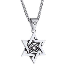 Load image into Gallery viewer, U7 Antique Egyptian Eye of Horus Necklace Stainless Steel Chain Petacle Six-Pointed Star Pendant Amulet for Men and Women - Pendant Necklace
