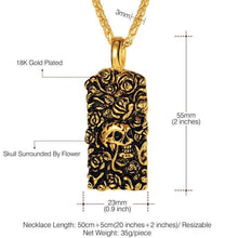 Load image into Gallery viewer, U7 Cool Gothic Skull Pendant Silver Black 18K Gold Plated Individuality Jewelry Rose Flower Skeleton Necklace - Pendant Necklace
