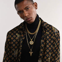 Load image into Gallery viewer, U7 Men Egyptian Jewelry Antique Black Stainless Steel Round Medal Pendant &amp; 22 Inch Spiga Chain Eye of Horus Necklace - Pendant Necklace
