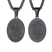 Load image into Gallery viewer, U7 Men Women Protection Jewelry Judism Christian Islamic Biblical Archangel Pendant with Chain 22 Inch Oval Medal Shape Ion Plating Black
